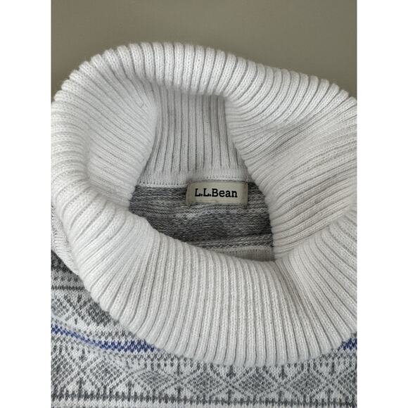 LL Bean Women's Fair Isle Cashmere Cotton Blend Sweater M Turtleneck Nordic - Picture 7 of 9